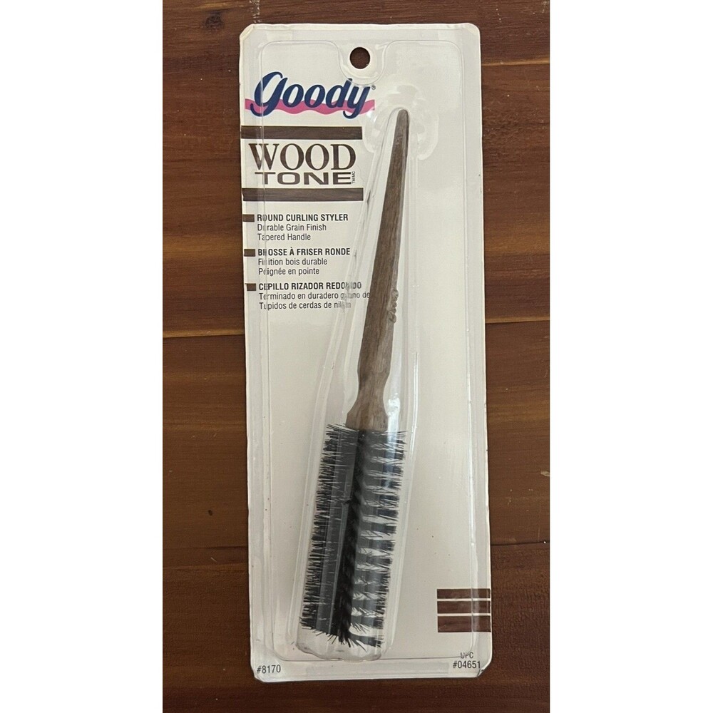 Vintage Goody Wood Tone Round Curling Styler Brush 1993 New Sealed #04651
